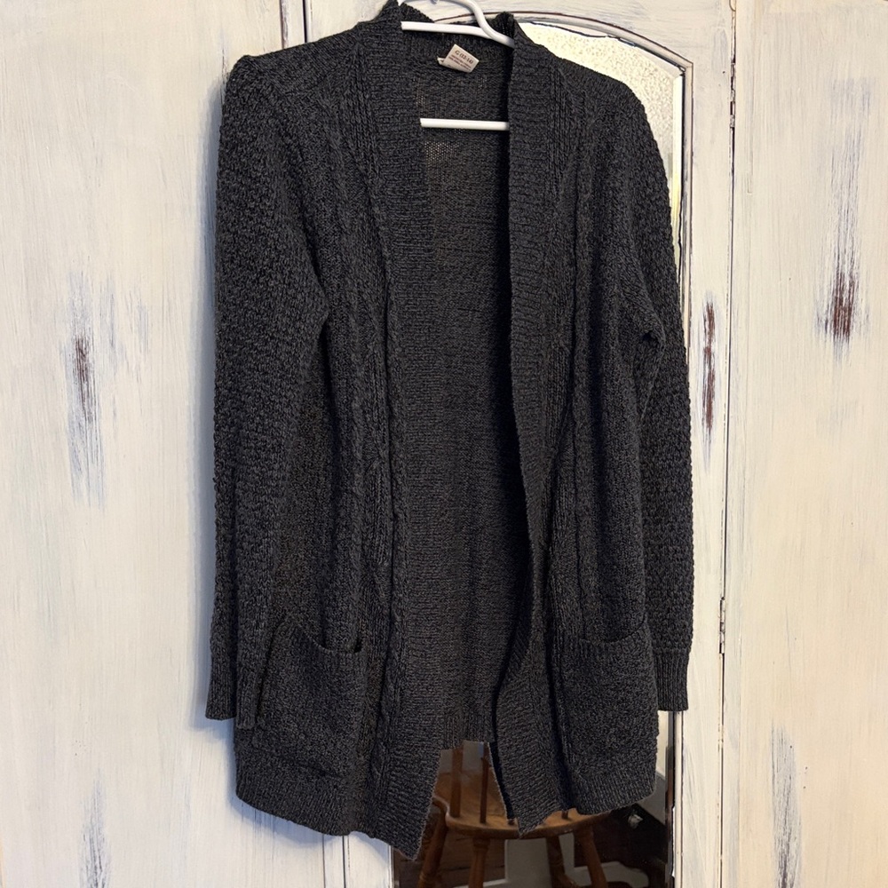 Elegant Dark Gray Open-Front Cardigan